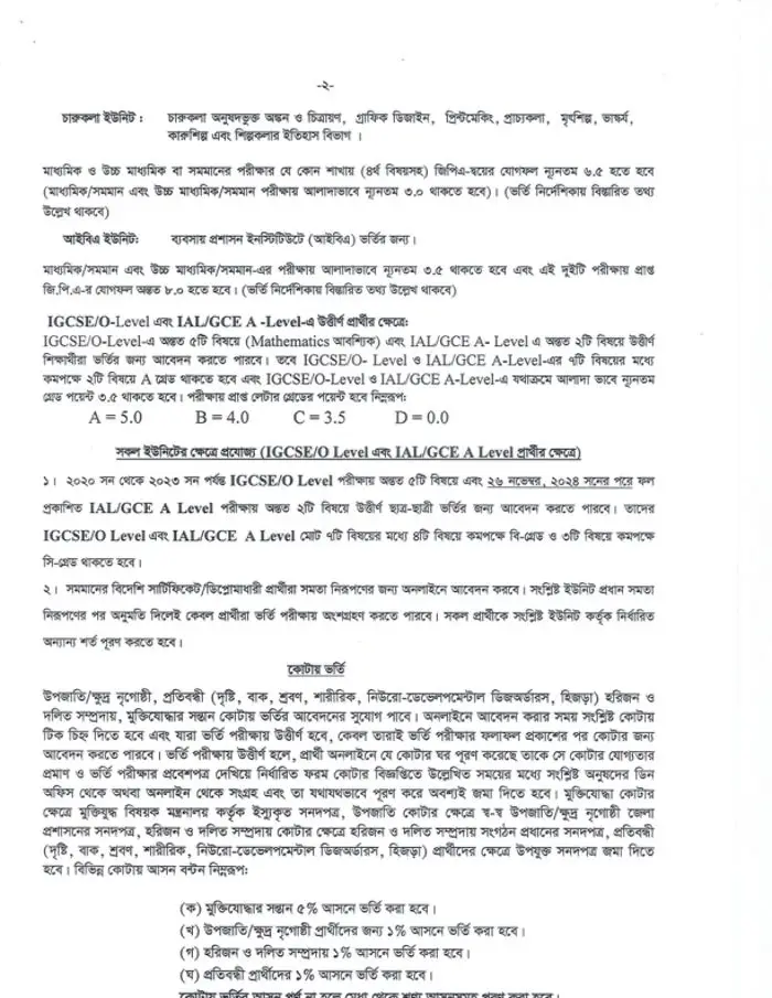 Dhaka University (DU) Admission Circular 2025-26